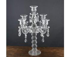 LianDu Porte-Chandelier en Verre de Cristal Porte-Chandelier de Style Gothique à 5 Flammes Porte-bougeoir pour Mariage/Banquet