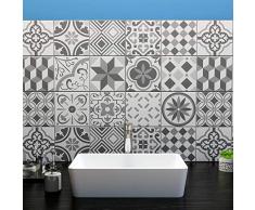 Ze Flair - Stickers Cuisine et Salle de Bain, Carrelage adhésif Mural, Imitation Faïence, Carreaux de Ciment 20cm x 20cm - 15 pièces - Nuances de Gris