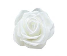 50pcs Corolle Rose de Mousse Tête de Fleur Artificielle Décoration DIY Jardin Maison - Blanc