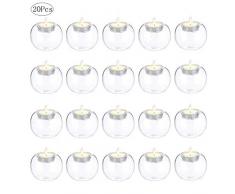 Cratone 20Pcs Bougeoir en Verre Chandelier Circulaire en Cristal Accessoires De Dîner Aux Chandelles pour Le Mariage en Verre Résistant À La Chaleur