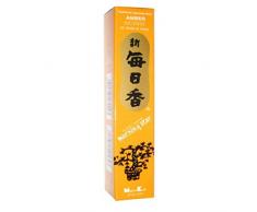 Morning Star Encens Japonais de qualité Nippon Kodo – Ambre – 50 bâtons d'encens + support