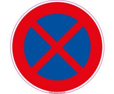 Stationnement interdit Arrêt interdit - Panneau - Plastique rigide disque PVC 1,5 mm - Diamètre 350 mm - Double face au dos - Garantie 10 ans - Panneau interdit de stationner autocollant