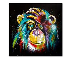 no brand Aquarelle Pensée Singe Mur Art Toile Prints Abstrait Animaux Pop Art Toile Peintures Mur Décor Photos pour Enfants Room80x80cm Pas de Cadre
