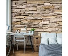 murando - Papier peint intissé Pierre Optique 400x280 cm - Papier peint – Trompe l oeil - Tableaux muraux – Déco – XXL - Mur Pierre Optique 3D f-B-0013-a-a