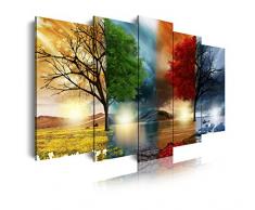 Dekoarte 243 - Tableau moderne sur toile montÃ© sur cadre en bois 5 piÃ¨ces XXL, nature quatre saisons, 200x100cm