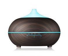 Sealive Humidificateur aromathérapie ultrasonique, diffuseur dhuiles essentielles 550 ml, 7 couleurs LED, sûr et élégant, 3 réglages de temps fixe, arrêt automatique, purifie lair et améliore lair