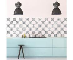 60 Stickers adhésifs carrelages | Sticker Autocollant Carrelage - Mosaïque carrelage mural salle de bain et cuisine | Carrelage adhésif - vintage nuances de gris - 10 x 10 cm - 60 pièces
