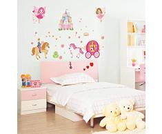 ufengke® Contes de Fées Princesse Prince Castle Ange Cheval de Chariot Stickers Muraux Fluorescence Brille Dans Le Noir, La Chambre des Enfants Pépinière Autocollants Amovibles