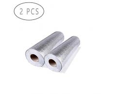 Ritte 2 Pièce Cuisine Autocollants, Cuisine Aluminium Autocollants, Papier Peint Cuisine Imperméable À lhuile pour Les Meubles, Tableaux(Texture décorce dorange)