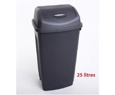 JJA 104404 Poubelle 25L Noire, Plastique, 31,5 x 26 x 26 cm