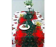Nappe De Noël Rectangulaire Polyester 150 * 180cm Noel De Sapin Motifs Pour Noel Table Decoration (A)