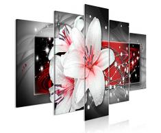 decomonkey | Impression sur Toile intissée Fleurs Abstrait 100x50 cm | 5 Piece | Tableau Mural Image sur Toile Photo Images Motif Moderne Décoration tendu sur Chassis Lys