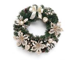 FunPa Couronne de Noel Porte, 16 Deco Noel Deco Sapin de Noel Guirlande de Noel Decoration de Noel Exterieur avec Cintre