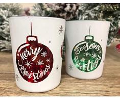 ML Lot de 2 photophores en Verre pour Bougies Chauffe-Plat ou votives de Noël, Boule.