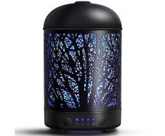 SALKING Diffuseur Huiles Essentielles 100ml Humidificateur dair Ultrasonique Brume Fraîche Arôme Parfum Electrique avec 7-Couleurs Changeantes Arrêt Automatique pour Chambre/Salon/Spa/Yoga/Massage