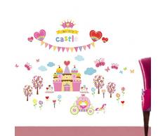 ufengke® Château de Princesse de Dessin Animé Stickers Muraux, La Chambre des Enfants Pépinière Autocollants Amovibles