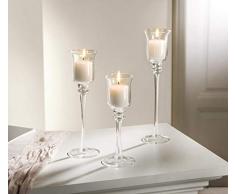 Frank Flechtwaren Lot de 3 bougeoirs en verre