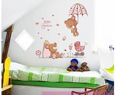 ufengke® Ours Mignons de Bébé et Parapluie Fleurs Stickers Muraux, La Chambre des Enfants Pépinière Autocollants Amovibles