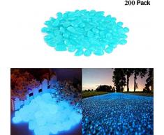 Smooce Pierres Lumineuses, Pierres Décoratives Cailloux Brillants, 200 Pcs Pierres de Jardin pour la Décoration de Couloir Extérieur, Décorer Le Chemin de lAquarium Pelouse