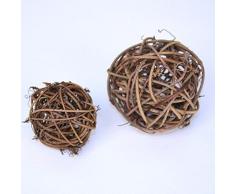 Boule rotin taille assortie ( lot de 10 )-chocolat