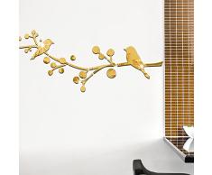 Ufengke® 3D Oiseau Branche Effet De Miroir Stickers Muraux Design À La Mode Art De Décalque Décoration De La Maison Argent