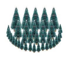 DECARETA 35Pcs Sapin de Noël, Arbre de Noël Artificiel Mini Sisal Arbres avec Base en Bois Idéal pour Décoration Noël, Chambre, DIY, Fête - 4 Tailles