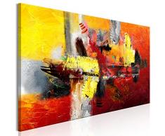 murando Impression sur Toile intissee Abstrait 135x45 cm Tableau Tableaux Decoration Murale Photo Image Artistique Photographie Graphique 1 Partie Rouge Jaune a-A-0360-b-a
