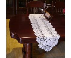 Yazi Blanc chemins de table ovale en coton fabriqués en crochet Style shabby vintage au crochet Table Canapé Napperon 30 x 60 cm