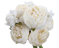 XIUER Bouquet de fleurs artificielles vintage - Pivoines artificielles - Décoration de maison, mariage