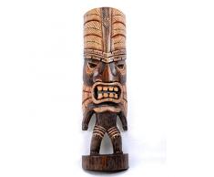 Coco Papaya Statuette Tiki h40cm en Bois Massif sculpté et Peint à la Main