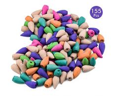 WEKON Lot de 155 Encens Cône, Bullet Encens Mixtes, Encens Cône Aromathérapie Naturel Fumée Parfum (Mixtes, Lavande, Rose, Santal, Calambac, Thé Vert, Menthe)