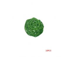 Busirde 10pcs 3cm Artificielle Paille Balle en rotin Boule de Noël Ornement Decors Jardin denfants fête danniversaire de décoration de Mariage Vert