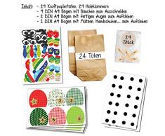 Calendrier de l'Avent DIY - Chouettes de Noël - Chouettes de Noël 2018 - Ensemble Rouge avec Une décoration supplémentaire - à Faire soi-même