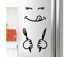 Sourire Autocollant de réfrigérateur drôle Vinyle Wall Sticker Décor Decal Mural Cuisine Fourchette Couteau Restaurant Bar Bar Manger