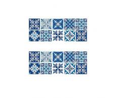 inherited 20 Pcs Carrelage Mural Autocollant, Sticker Carrelage Autocollant 15×15cm Carrelage Adhésif Mural Étanche pour Cusine Salle de Bain (Style Porcelaine Bleu et Blanc)