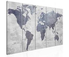 murando Impression sur Toile intissee Carte du Monde 150x60 cm Tableau 5 Parties Tableaux Decoration Murale Photo Image Artistique Photographie Graphique Gris Beton k-C-0087-b-m