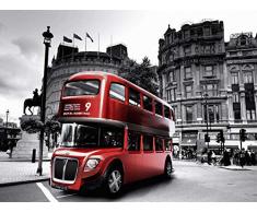 Art déco Stickers Affiche Poster Londres en Bus - 80x60cm