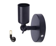 Simplicité Vintage industrielle bougeoir mural E27 lumière porte-lampe de mur noir rétro Edison et support de feu réglable (aucune ampoule incluse et sans ampoule n’interrupteur)