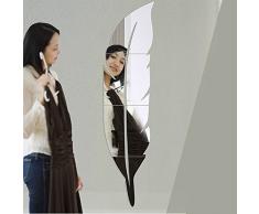 Qaurora Moderne Bricolage Feather Miroir Autocollants muraux Autocollants 3D Autocollants Home Living Peintures murales 48 x 12 Pouces (120 x 30 cm) (Droite)