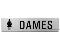OFFORM Plaque de porte en acier inox brossé l Pictogramme"Dames" 160 x 40 mm No.8617