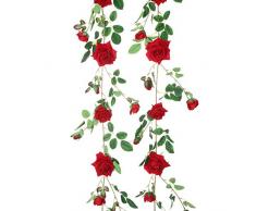 Hawesome Guirlande de 19 Roses artificielles Roses Plastique 180cm Fleurissez Votre décoration de Mariage Romantique 1 pièces