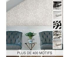 ANTEVIA - Papier Peint Intissé ou Vinyle | Plus de 400 Motifs : 3D Brique Bois Unis Jungle Chambre Salon Cuisine (Effet Toile Baroque Taupe)