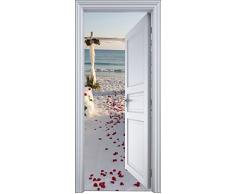 Stickersnews - Sticker porte trompe l oeil La plage 90x200cm
