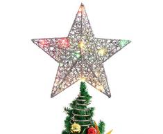 STOBOK Étoile de Sapin de Noël Lumineuse colorée pour décoration de Sapin de Noël (30,5 cm, Argent)