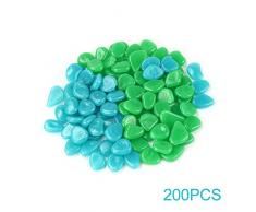PFativant Pierres Luminescentes, Gravier Jardin Exterieur, Decor Aquarium 200Pcs Bleu/Vert Pierres Décoratives Décoratif Pierres pour Passerelles Décor Extérieur Fish Tank Chemin Pelouse Cour