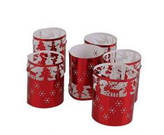 Lot de 6 photophores de Noël LED en Forme darbre de Noël Décoration de Table Motif Bonhomme de Neige Rouge