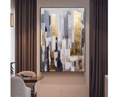 Peinture abstraite moderne feuille dor lumière luxe salon villa modèle chambre énormes peintures verticales et décoratives sans cadre 60x90cm