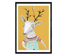 Nacnic Poster Reno Mostaza.Lámina danimaux colorés. Format A3