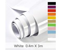 Hode Papier Adhesif pour Meuble Cuisine Porte Mur Stickers Meuble Vinyle Autocollants Meuble Blanc 40X300cm