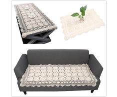 Yizunnu Vintage Fait à la Main au Crochet Napperon rectangulaire Housse de nappes en Coton Serviette de canapé Beige, Beige, 50x90cm